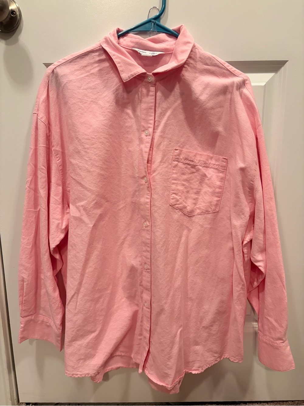 Old Navy Light Pink Cotton Button-Down Boyfriend Fit Shirt
